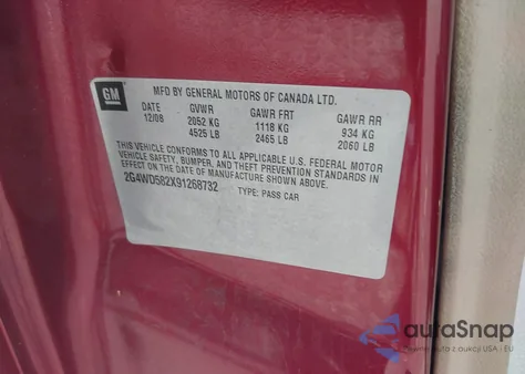 2009 Buick Lacrosse Cxl из США, поврежденный, VIN 2G4WD582X91268732